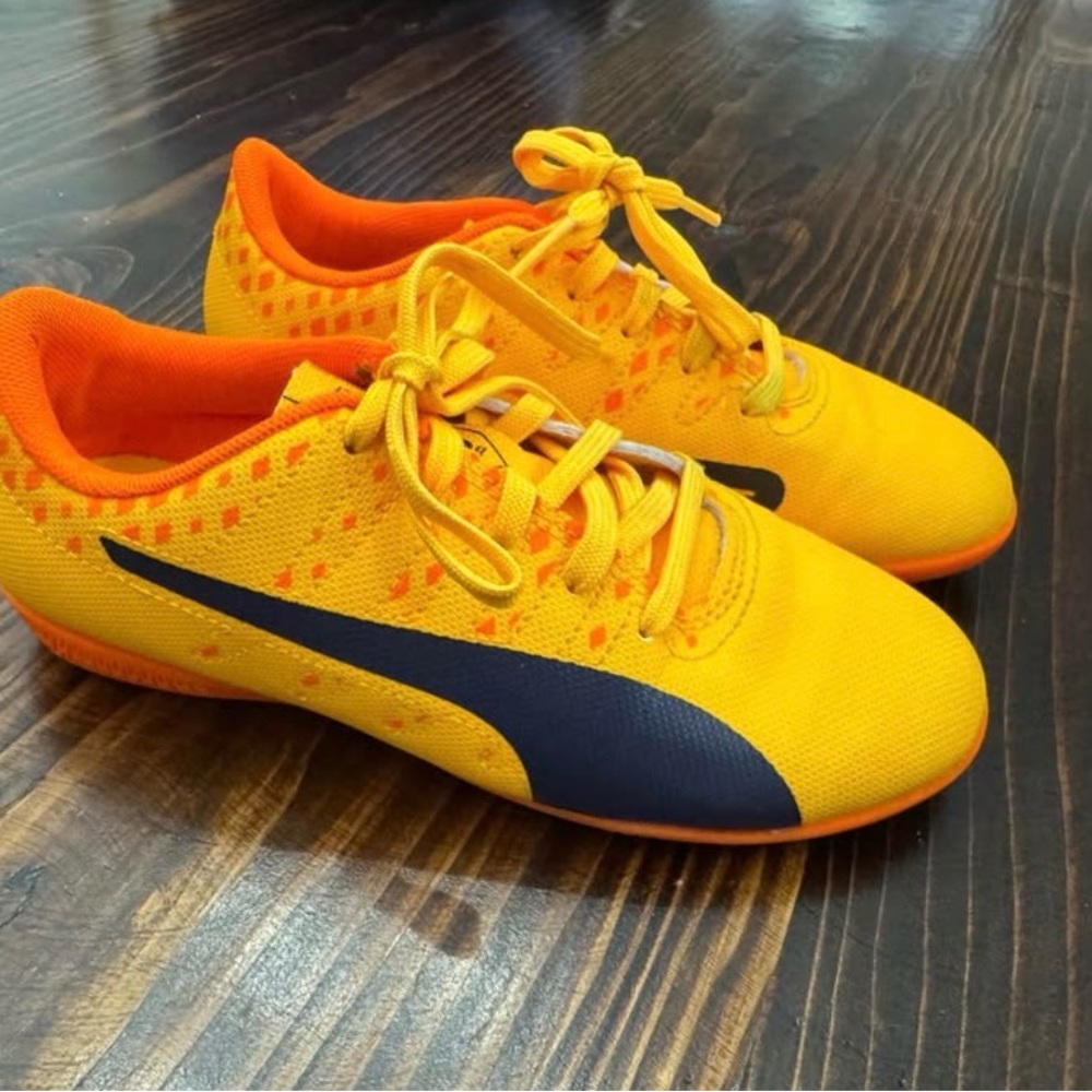 PUMA Kids' Yellow Athletic Shoes with Navy Accent